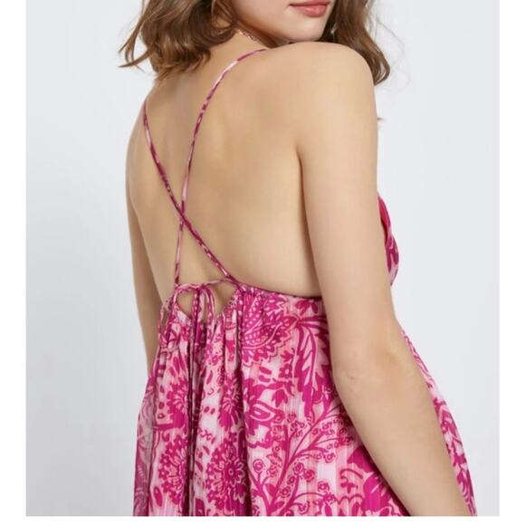 Pink Gold Metallic Beautiful Maxi Dress Romantic Feminine Resort Wear NWT - Picture 3 of 6